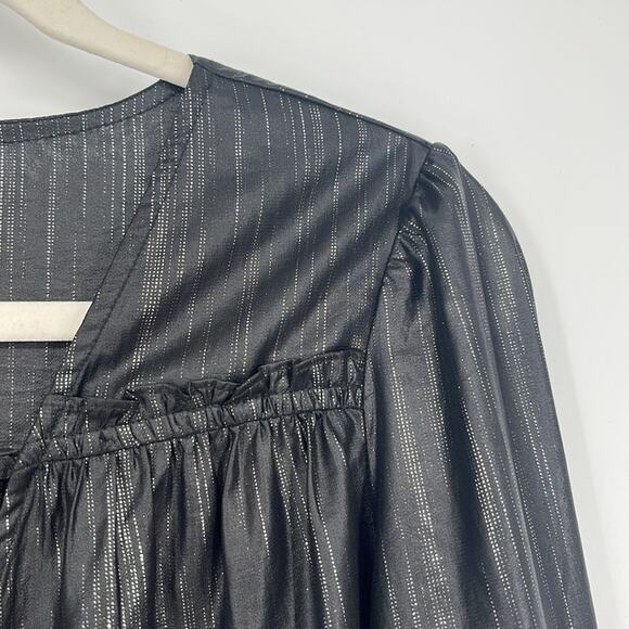 Anthropologie Current Air Bristol Metallic Top Black Medium Whimsygoth Witchy - Picture 5 of 11